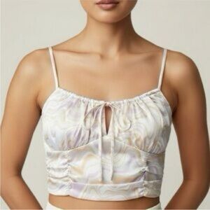 Elodie tie front satin festival crop XS 🆕